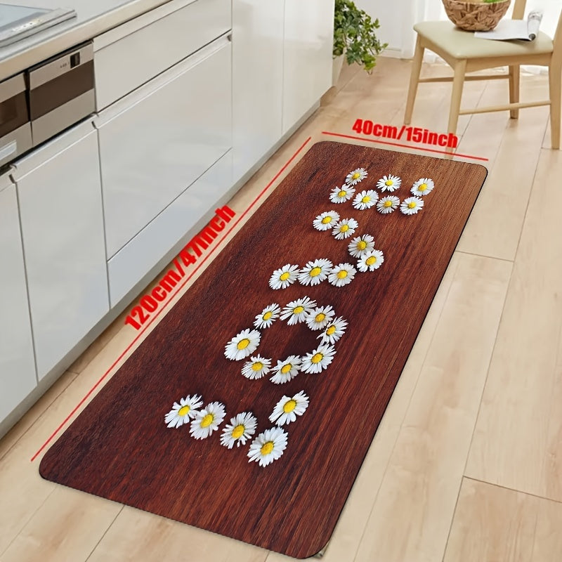 Floral Print Letter Decorative Rug for Kitchen Supplies