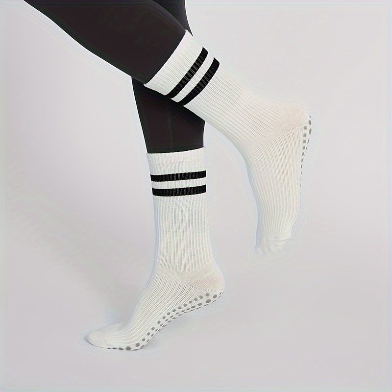 Mid Calf Yoga Socks Sweat Absorption Anti-Skid Sports Pilates Ballet Barre