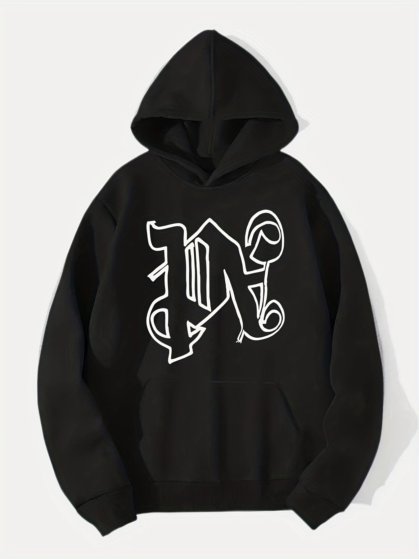 Letter Print Hoodie for Men Graphic Pullover Hooded Sweatshirt