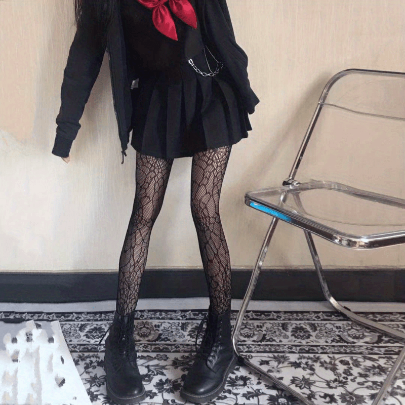 High Waist Spider Web Fishnet Tights for Women