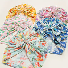 Printed Donut Kids' Baby Hat with Bow, Soft & Comfortable, Newborn Autumn Winter