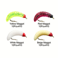 5Pcs MultiColor Soft Worm Fly Fishing Lures Trout Grayling Maggot