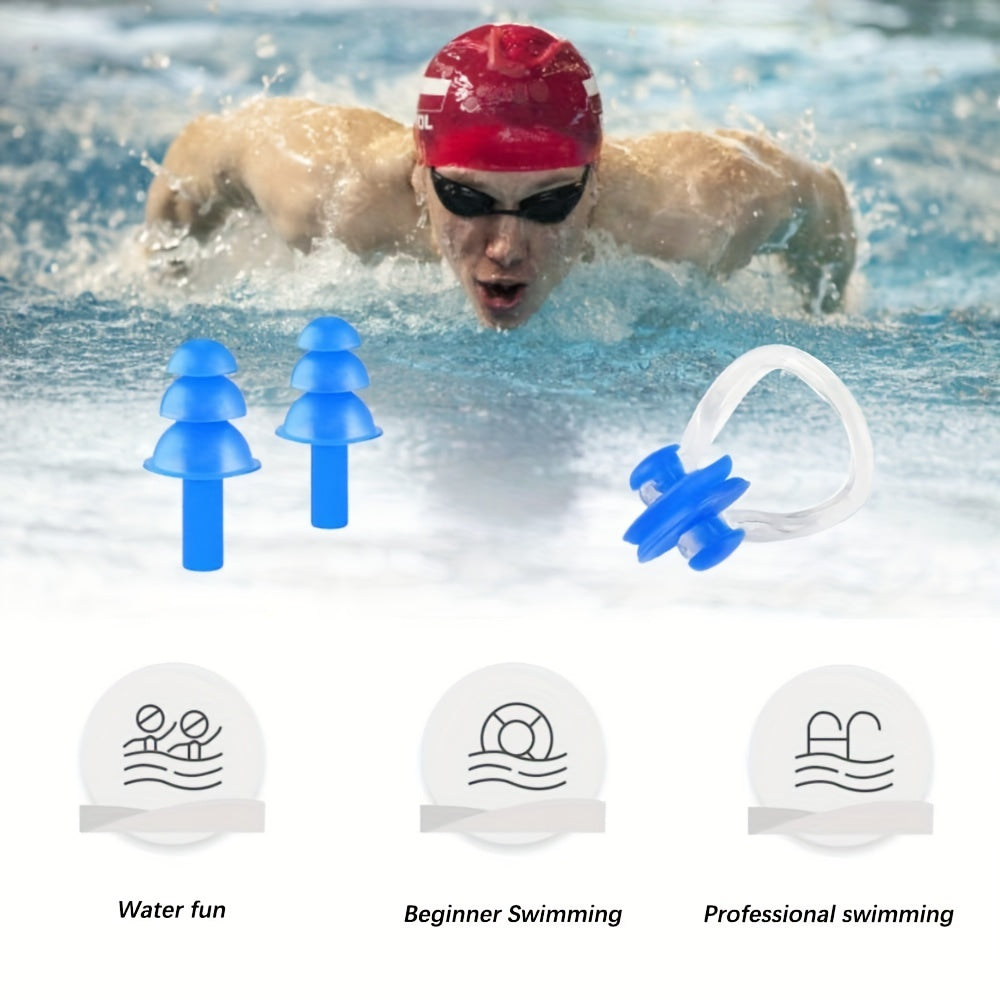 Swimming Nose Clip and Ear Plugs Set with Storage Box - Comfortable Fit