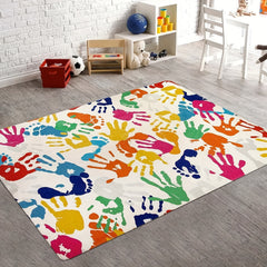 Soft Fluffy Hand Print Carpet Area Rug Non Slip Backing