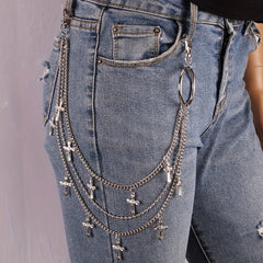 Alloy Geometric Pendant Chain Hip Hop Denim Waist Belt