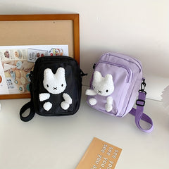 Kids Rabbit Messenger Bag Girls Canvas Travel Backpack Coin Purse