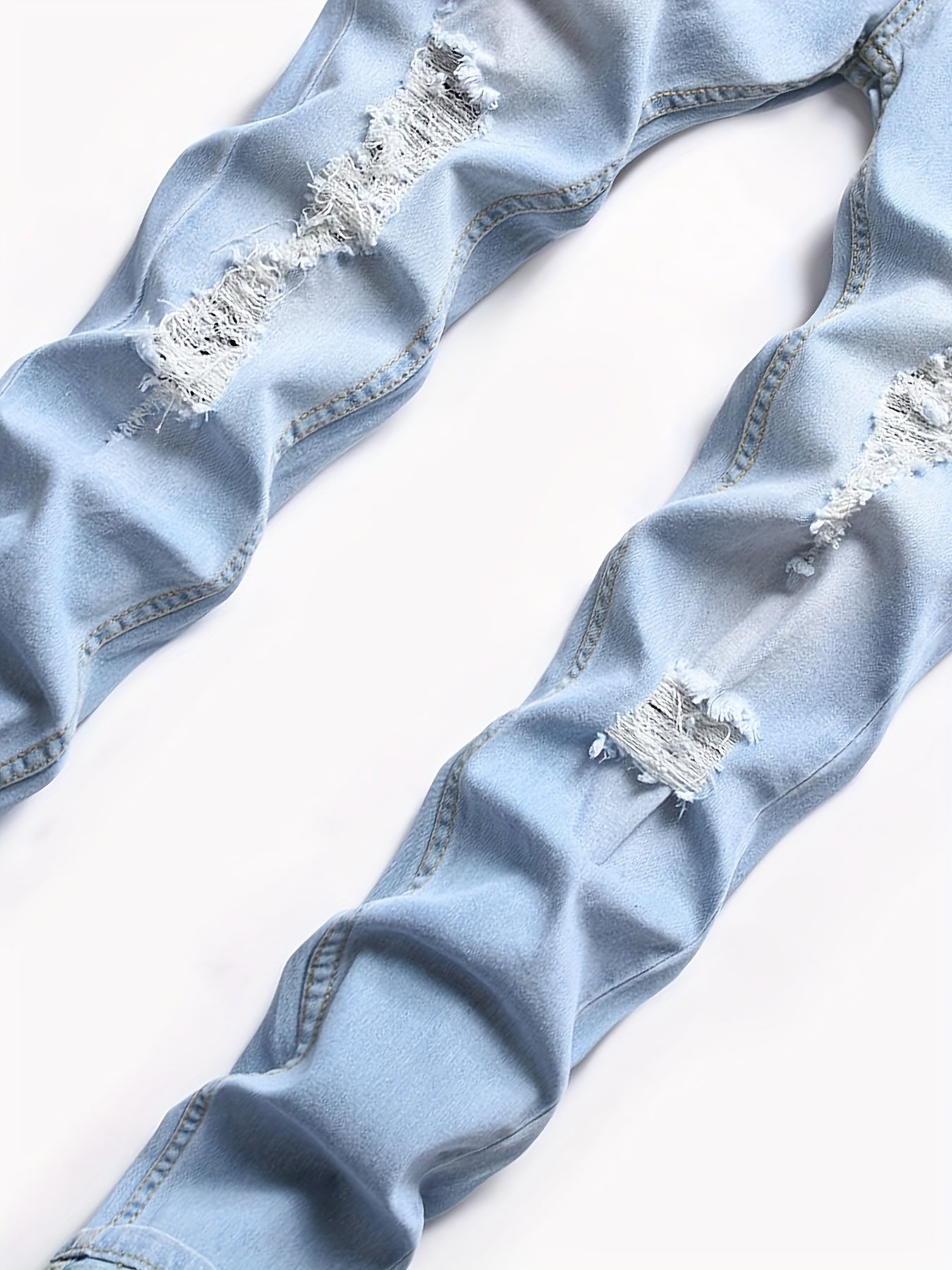 Men's Slim Fit Ripped Jeans: Distressed Stretch Denim Pants