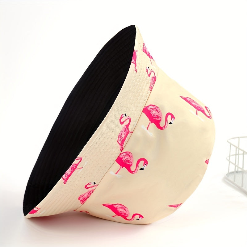Flamingo Print Bucket Hat Lightweight Fisherman Cap