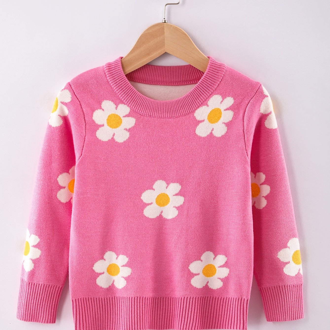 Girls Winter Sweater - Flower Pattern