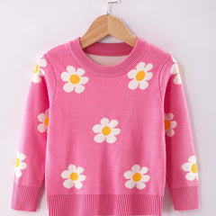 Girls Winter Sweater - Flower Pattern