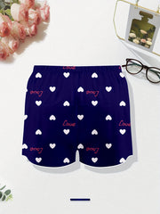3 Pack Plus Size Preppy Sleepwear Bottoms Set Women's Plus Heart & Letter Print