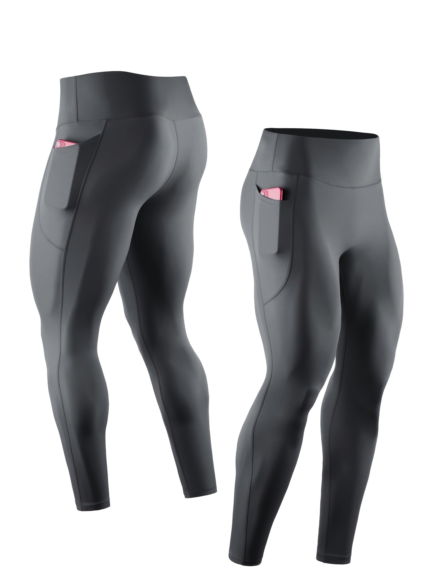Men's Breathable Compression Leggings with Pocket for Outdoor Training