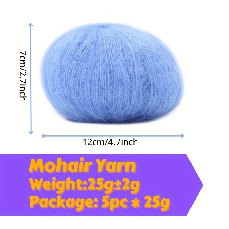 5pc Mohair Yarn for DIY Knitting & Crocheting Sweater & Shawl