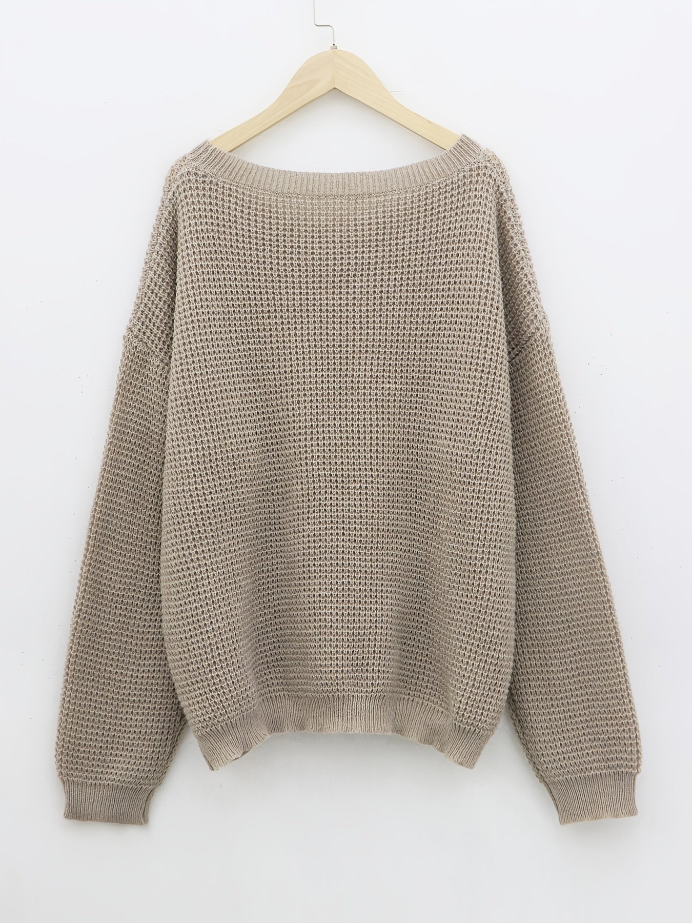 Casual Sweater Women's Plus Solid Long Sleeve Round Neck Knit Pullover