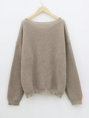 Casual Sweater Women's Plus Solid Long Sleeve Round Neck Knit Pullover