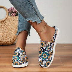 Women's Sunflower Print Mules Sneakers Slip On Loafers