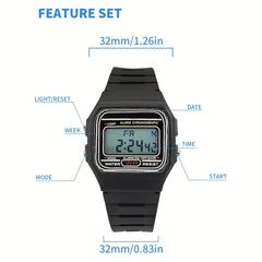 Boys Multicolor Ultra thin Small Square Electronic Watch Student Luminous