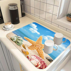Fruit Pattern Dish Drying Mat Soft Rubber Non Slip Absorbent Wear resistant