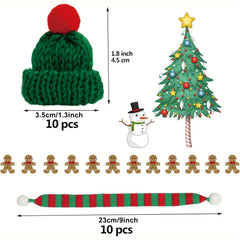 20pcs Mini Christmas Knitted Hat and Scarf Ornaments
