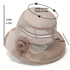 Flower Decor Breathable Bucket Hat Foldable Sunscreen Thin Basin Hat Lightweight