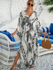 Chain Print Bat Sleeve Cover Up Dress