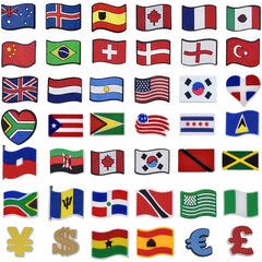 42pcs Flag Pattern Shoe Charms For Clogs Jibts Sandals PVC Decorations