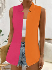Casual Open Front Block Vest for Women