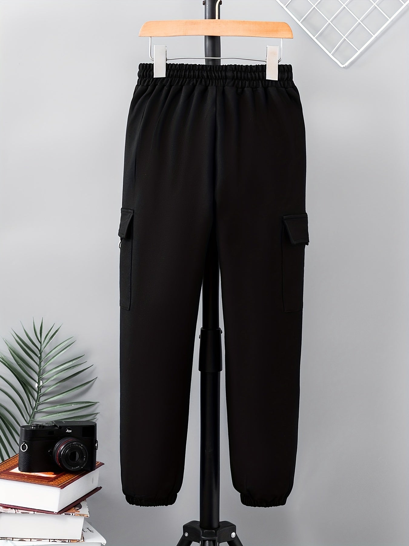 Boys Cargo Pants Elastic Waist Joggers With Pocket
