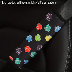 Colorful Dog Paw Print Car Seat Belt Shoulder Pad Cover