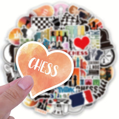 60 Pcs Chess Game Sticker Vinyl Waterproof Stickers for Laptop Bumper