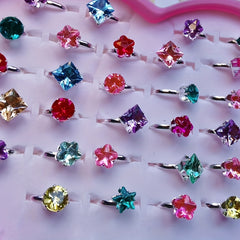 5pcs Alloy Girls Rings Mixed Style Mixed Colors Rhinestone Rings
