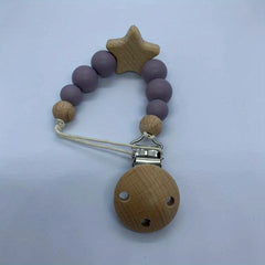 Wooden Pentagram Baby Pacifier Chain for Teething Babies