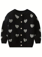 Toddler Girls' Knit Sequin Star Button Sweater