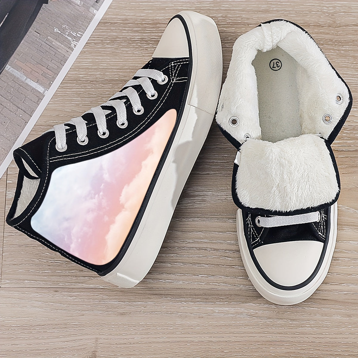 Warm Plush Lined Chunky Canvas Sneakers