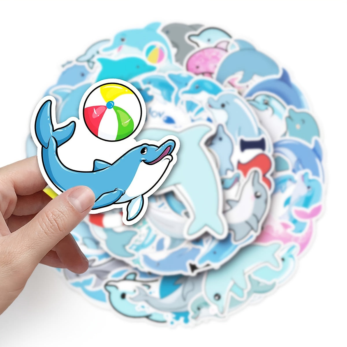 50pcs Dolphin Pattern Graffiti Waterproof Stickers For Water Bottles Laptop