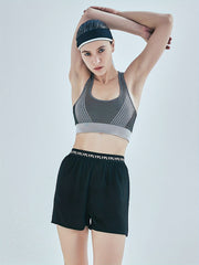 Letter Pattern Waist Fitness Causal Shorts for Women
