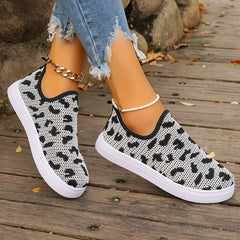 Cow Pattern Slip on Sneakers for Women, Lightweight Walking Shoes