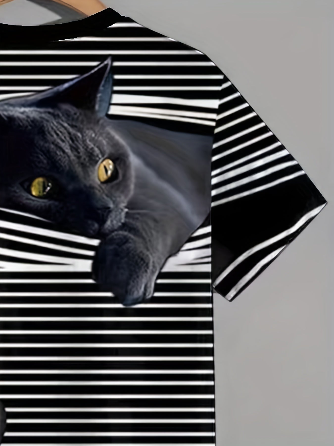 Men's 3D Cat & Blinds Graphic T Shirt Breathable Tee for Outdoor Fun