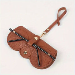 Lychee Embossed Glasses Cover Hanging PU Leather Sunglasses Reading Glasses Bag
