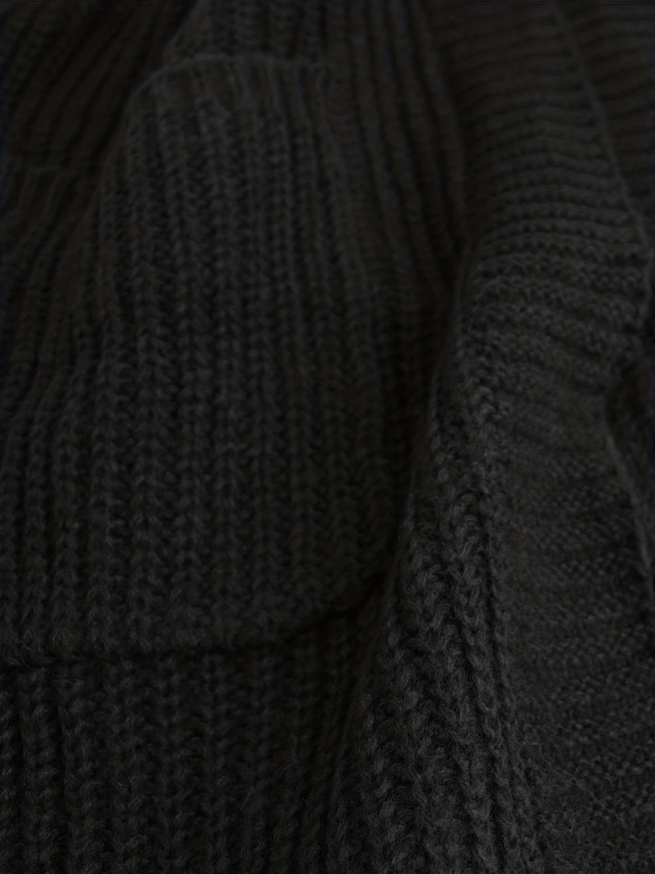 Knitted Open Front Pocket Cardigan Long Sleeve