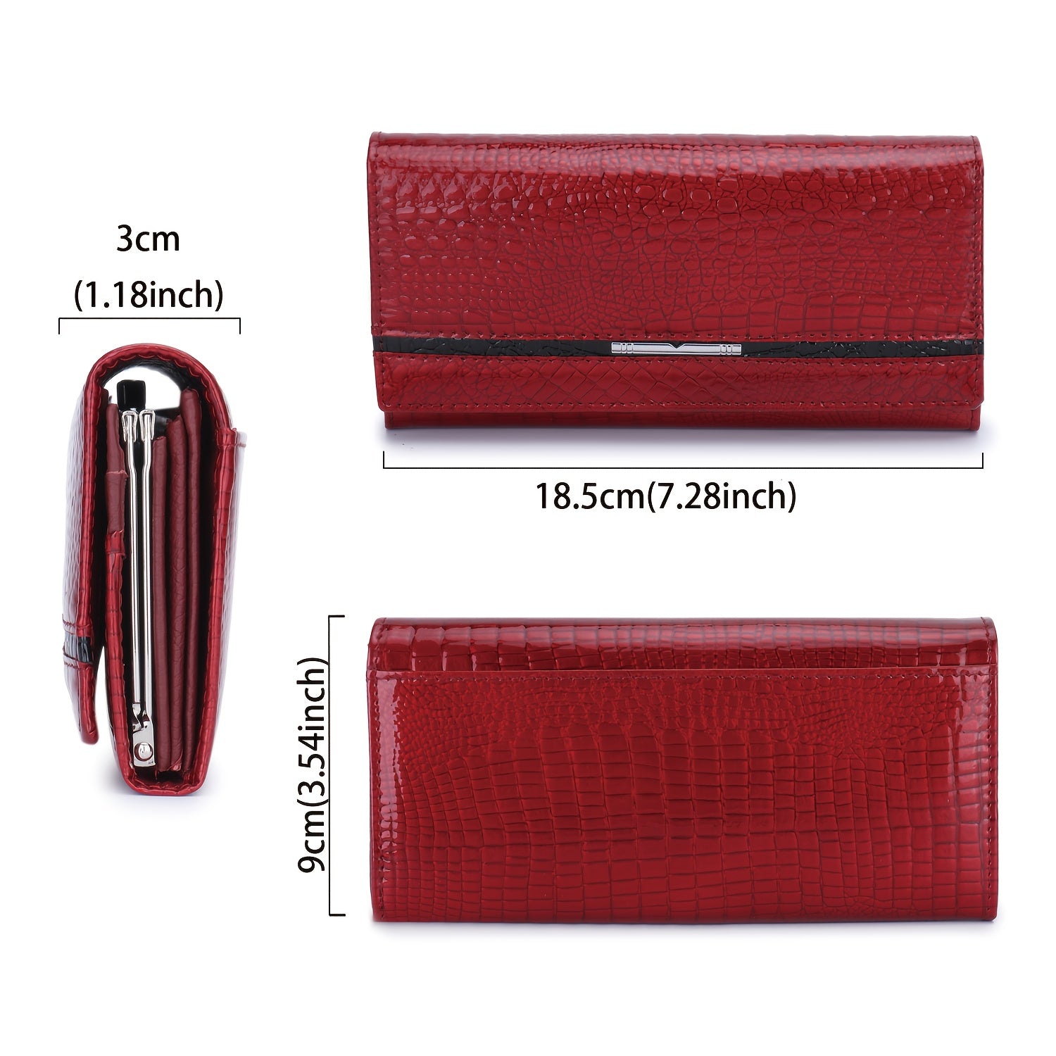 Women's Classic Leather Bi-fold Wallet with Snap Closure