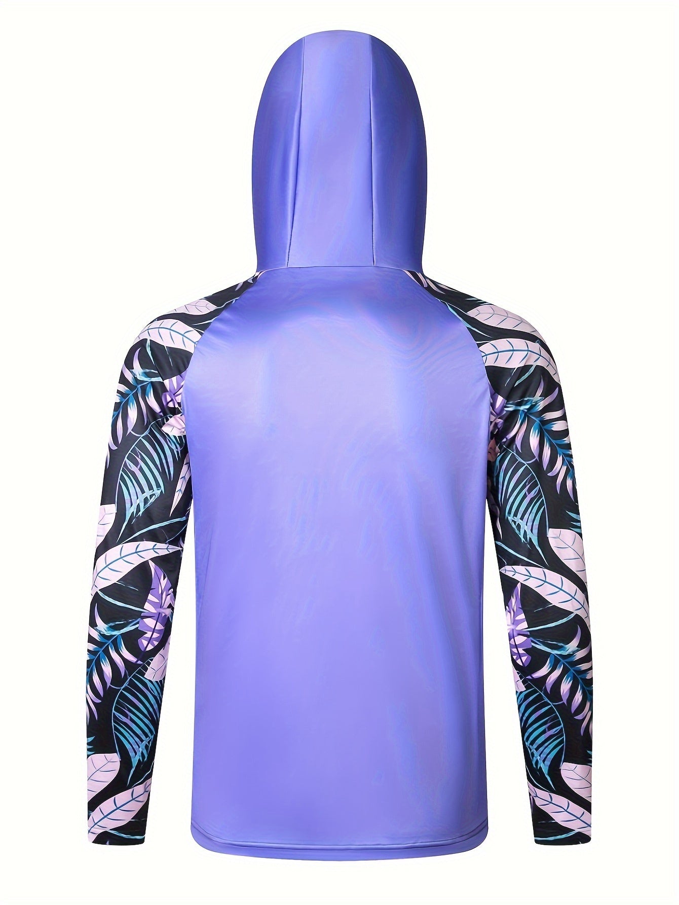 Men's UPF 50 Sun Protection Hoodie with Mask Plant Pattern