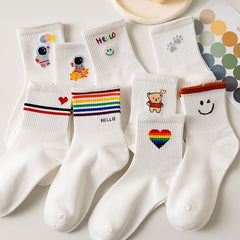 10 Pairs Women's Academic Style Crew Socks & Hosiery