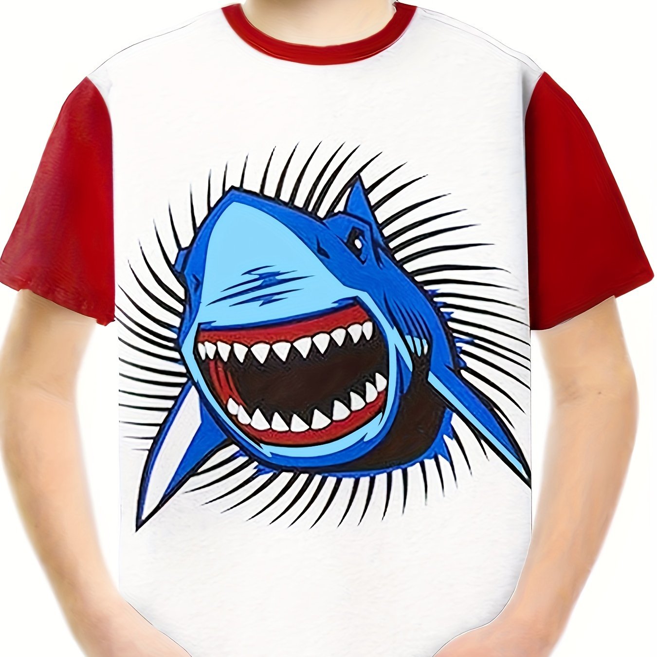 3D Shark Graphic T-shirt for Kids, Summer Gift