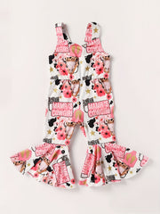 Baby Girls Cowgirl Floral Flared Overalls Outfit