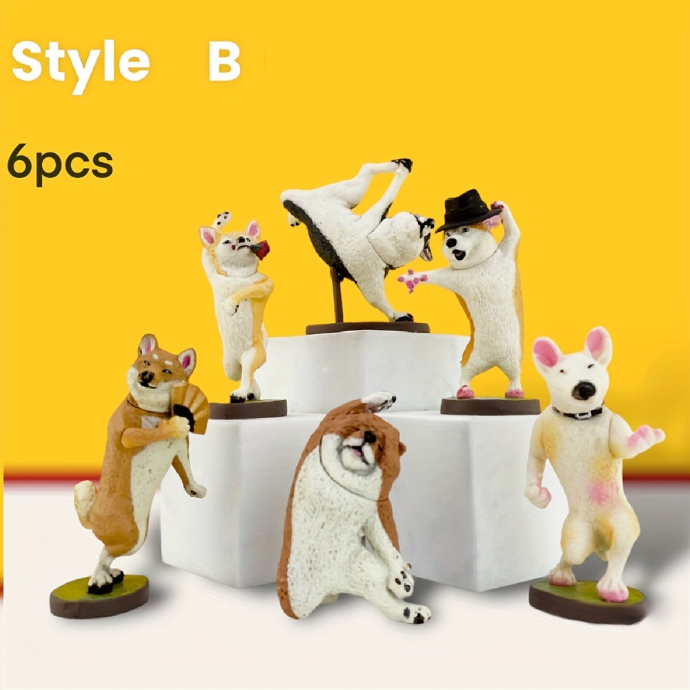 6pcs Sports Dog Resin Statue Ornaments for Home Office Decoration