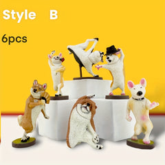 6pcs Sports Dog Resin Statue Ornaments for Home Office Decoration