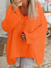 V Neck Long Sleeve Sweater Women's Oversized Pullover Jumper