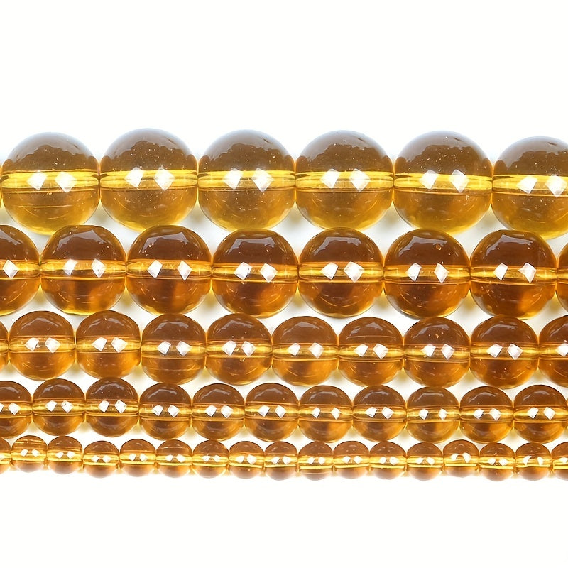 Amber Quartz Crystal Beads Natural Stone Round Spacer Bead Jewelry Making DIY