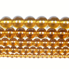 Amber Quartz Crystal Beads Natural Stone Round Spacer Bead Jewelry Making DIY